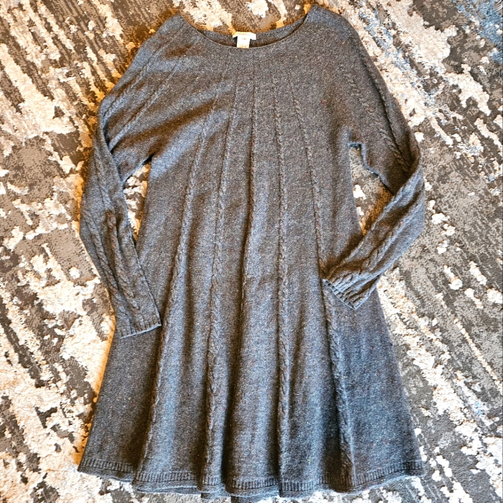 Sundance "woodland hills" speckled lambswool blend cable knit sweater dress